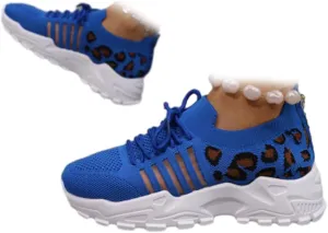 2025 New Women's Leopard Print Lace Up Low Top Sneakers,Casual Comfortable Sports Running Shoes