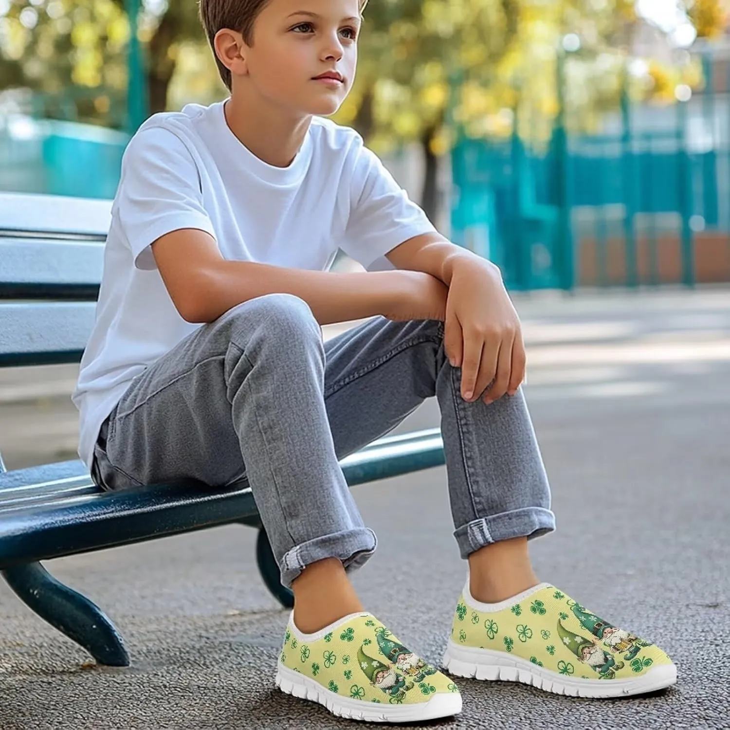 4 Leaf Shoes for Girls Running Slip On Shoes Size Little Kid St. Patrick's Day Shoes