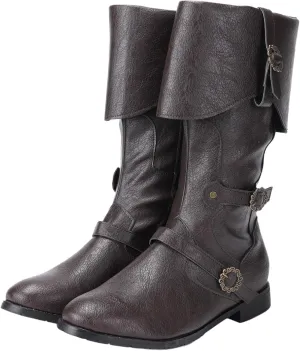 ACE SHOCK Men Renaissance Boots Pirate Costume Boot Medieval Steampunk Boots Vintage Cosplay Shoes for Halloween