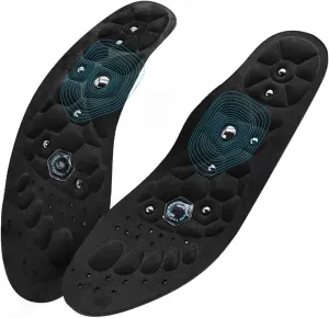 Acupressure Insoles for Men and Women - Orthopedic Acupoint Massage Insoles with Magnetic Technology, Shock Absorption, Non-Slip, Feet and Arch Support (Black, L(Men 9.5-12/Women 10.5-13))