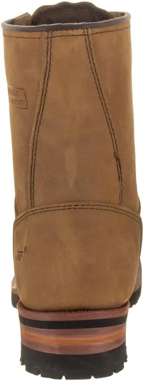 Ad Tec 9in Logger Crazy Horse Leather Work Boots for Men - Plain Soft Toe & Shock Absorbing Non Slip Rubber Lug Sole