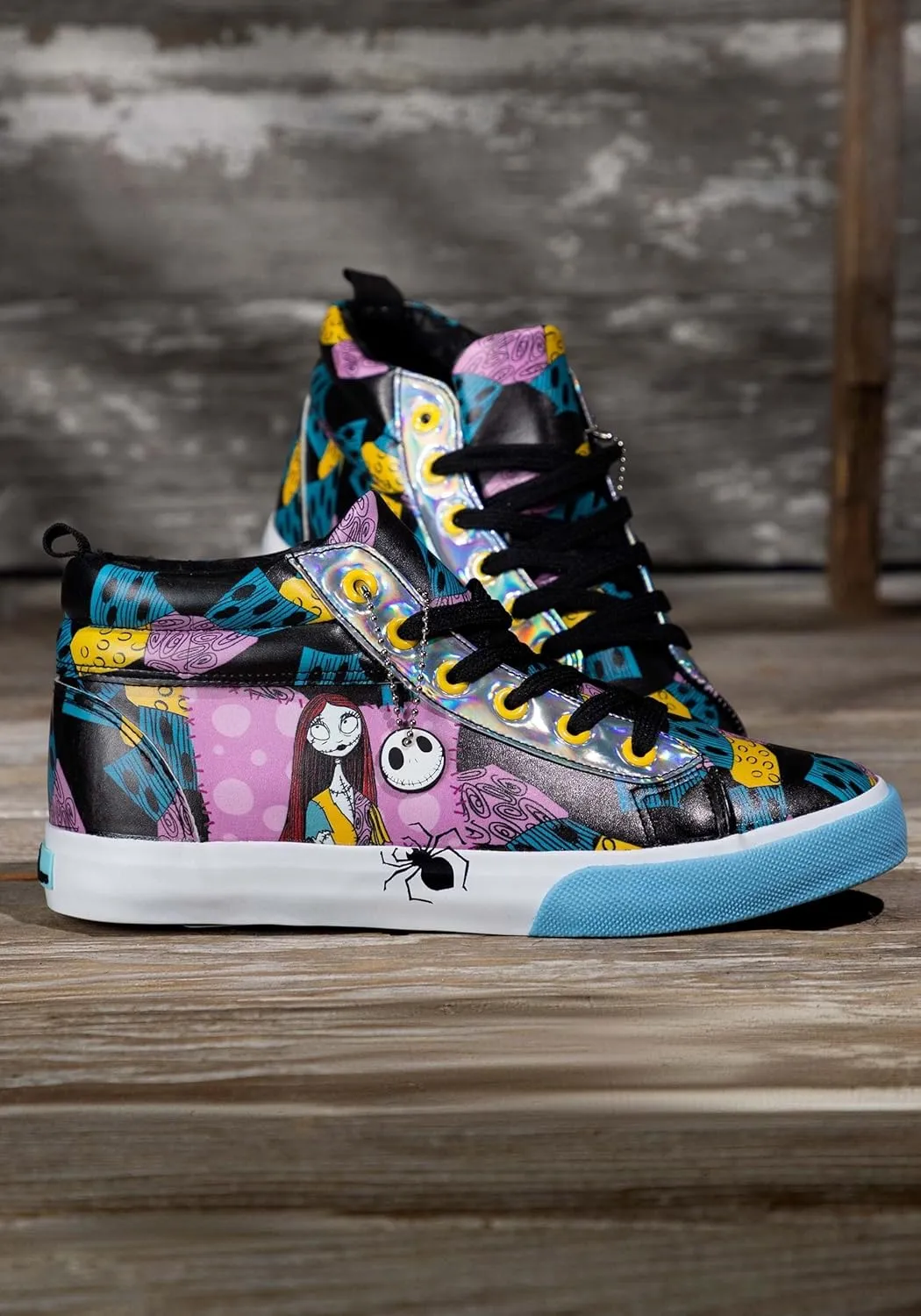 Adult Nightmare Before Christmas Sally Shoes | Officially Licensed Disney High Top Patchwork Women's Sneakers