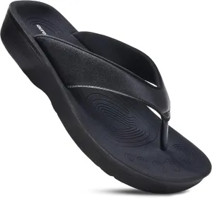 AEROTHOTIC Slip On Recovery Footwear Plantar Fasciitis Flip Flops for Women Yoga Mat Outdoor Walking Beach Ladies Arch Support Summer Thong Dressy Casual Sandals Comfortable Vacation Essentials
