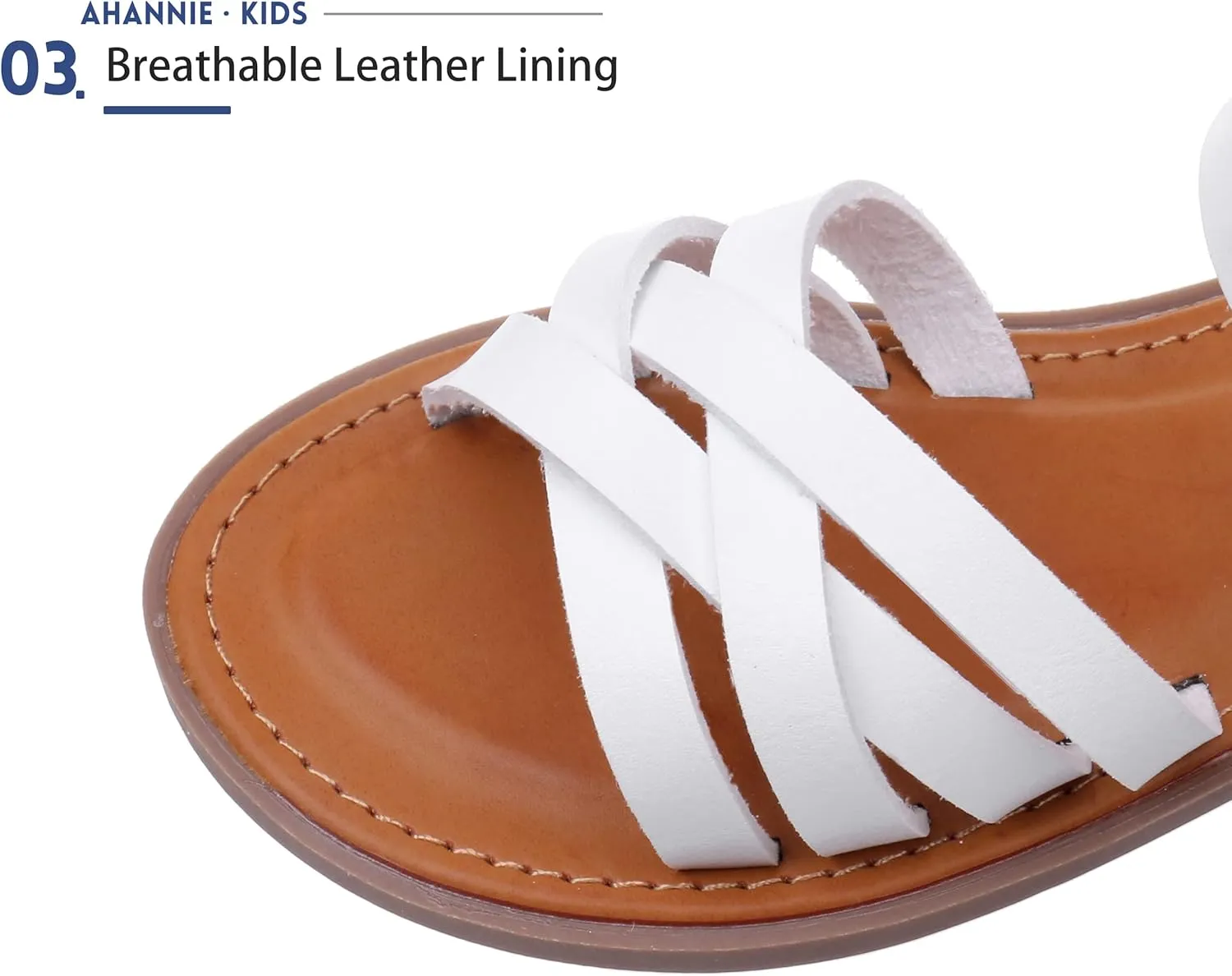 Ahannie Girls Strappy Sandal,Kids Open-Toe Summer Flat Sandal