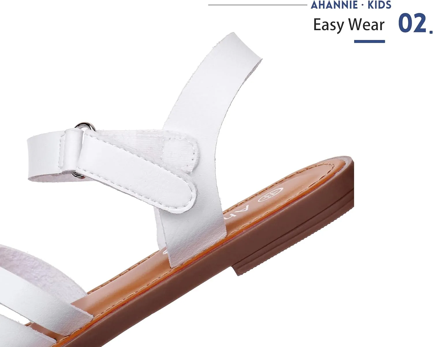 Ahannie Girls Strappy Sandal,Kids Open-Toe Summer Flat Sandal