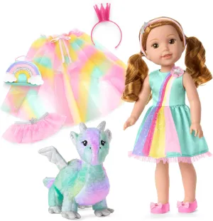 American Girl WellieWishers 14.5-inch Willa Doll Playset with Crisella The Dragon, Doll Dress and Accessories, and Storybook, for Ages 4 