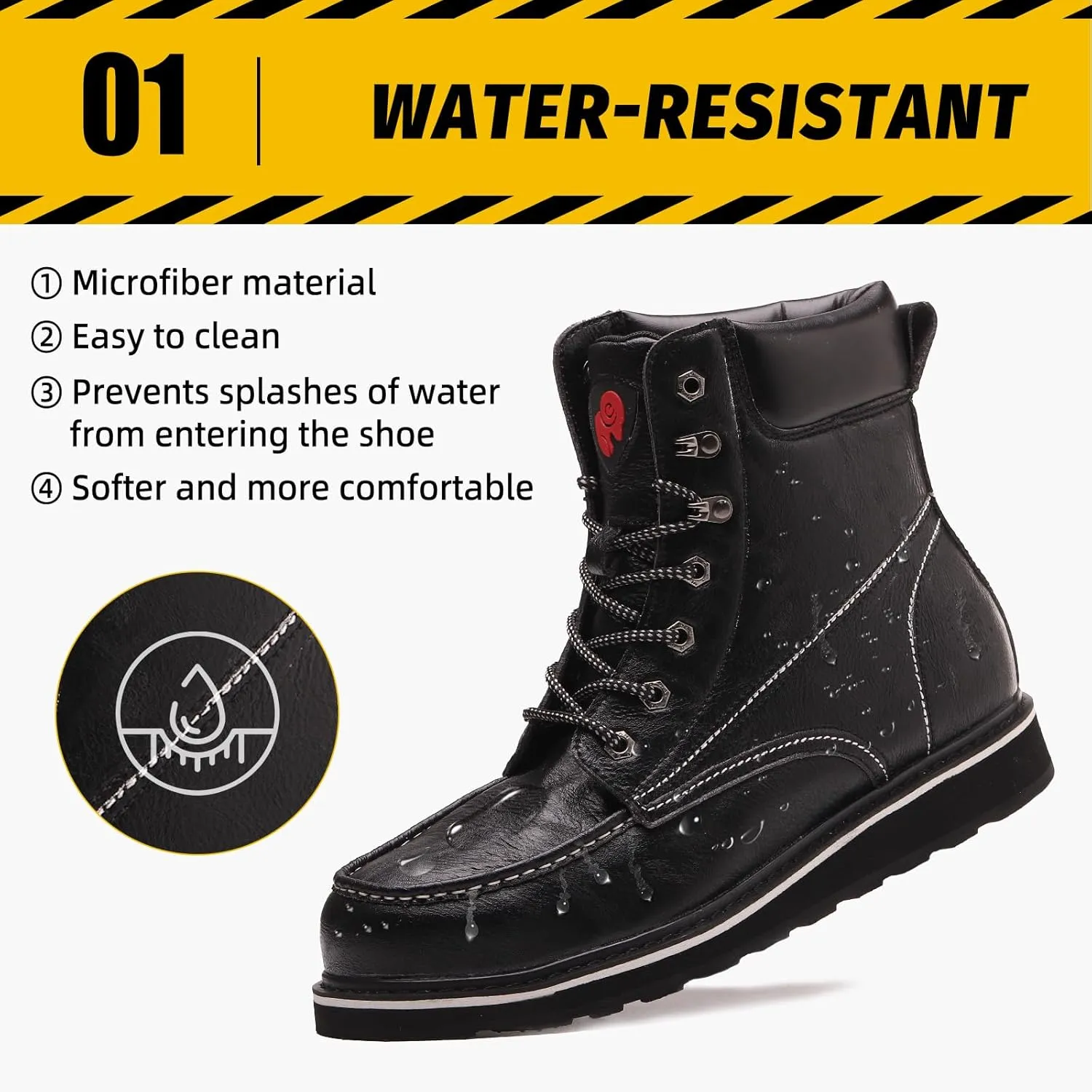 ANGRYRAM Work Boots for Men Steel/Soft Toe Boots,Waterproof Slip Resistant Industrial & Construction Work Boots
