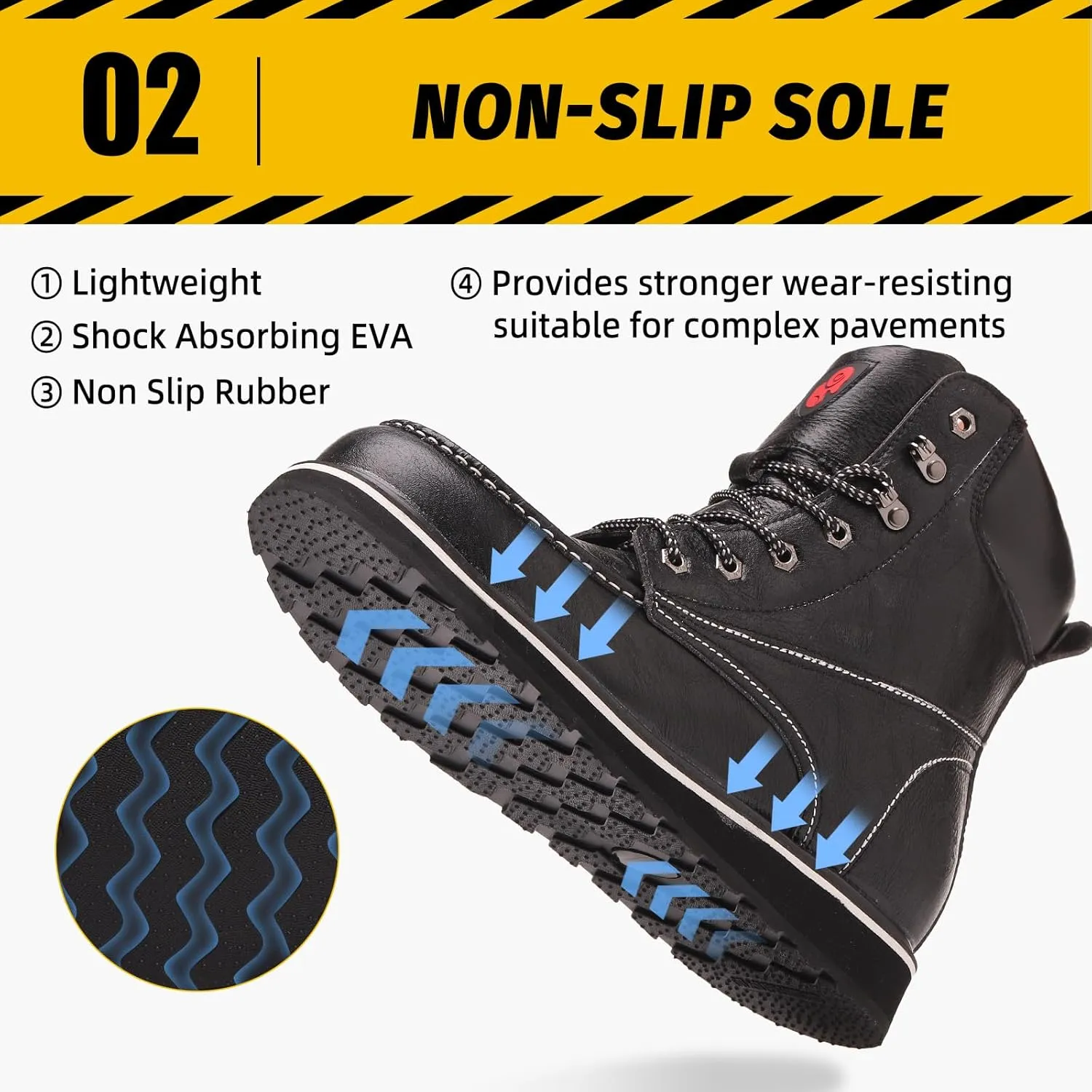 ANGRYRAM Work Boots for Men Steel/Soft Toe Boots,Waterproof Slip Resistant Industrial & Construction Work Boots