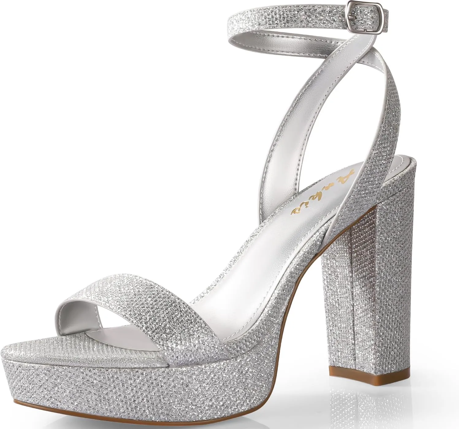 Ankis Platform Heels for Women 4 Inches Chunky Heels Sandals for Women Comfy Open Toe Block Heeled Sandals Nude White Silver Gold Black Ankle Strappy Heels