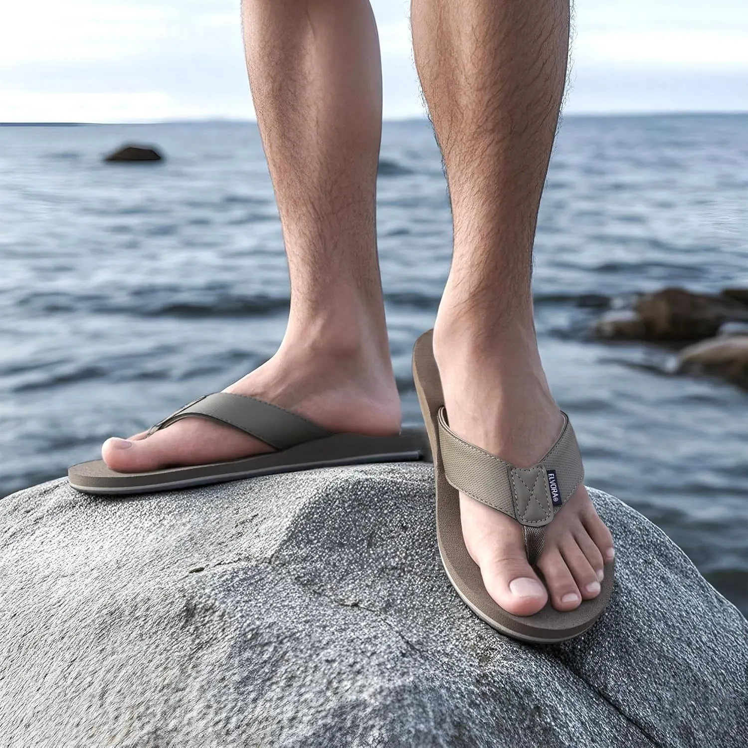 Arch Support Flip Flops for Men - Beach Sandals with Comfortable Cushioning