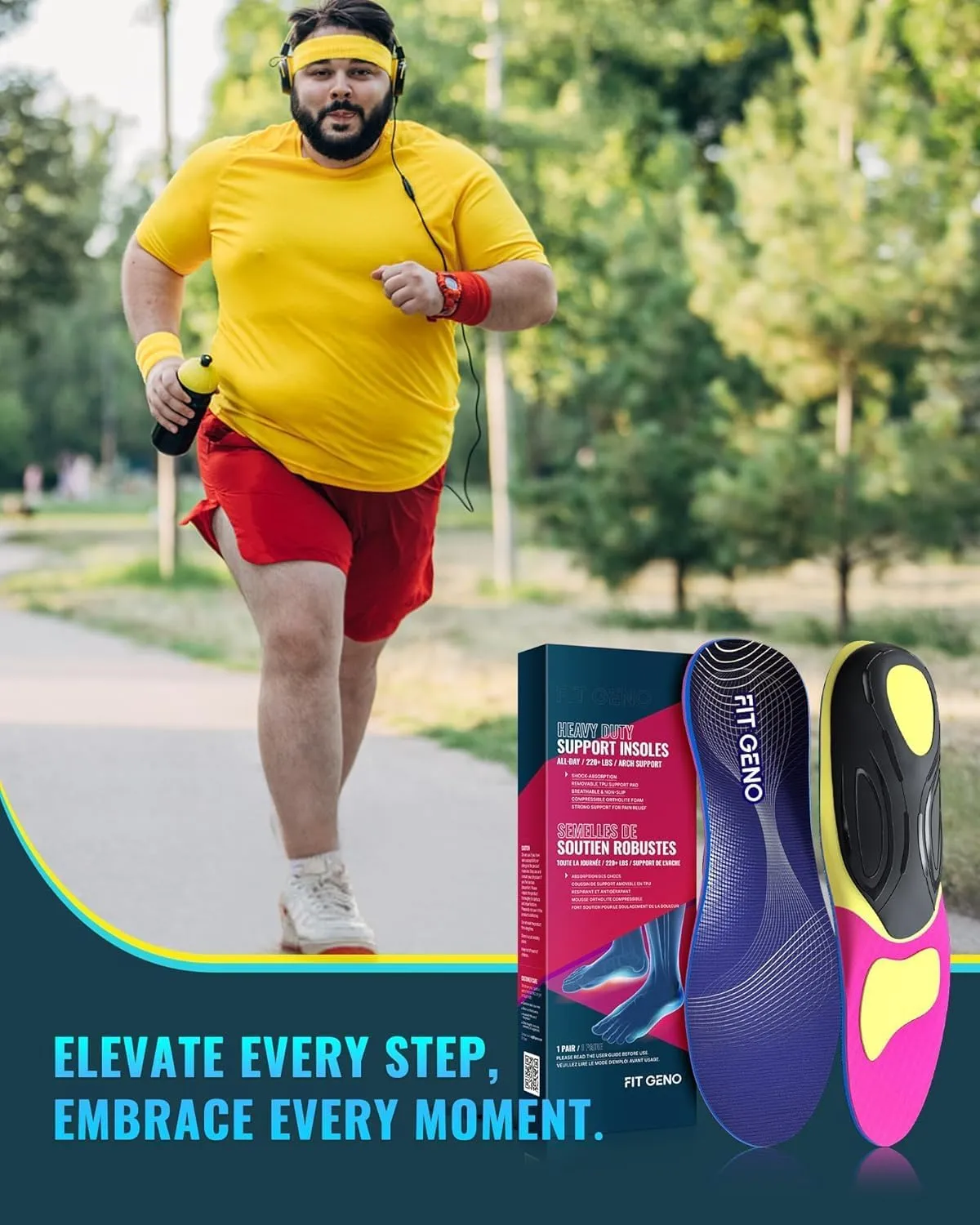Arch Support Plantar Fasciitis Insoles: Fit Geno Orthotics Inserts for High Arch Pain Relief – Heavy Duty Shoe Inserts for Women & Men 220lbs  – for Work Boots & Sneakers (Women's 12-13 / Men's 10-11)