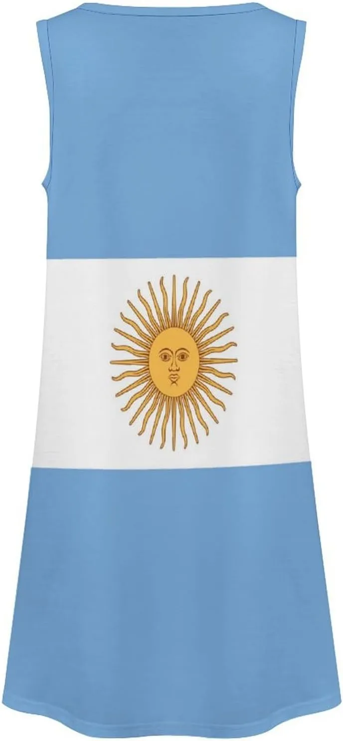 Argentine Republic Women's Summer Dress Sleeveless Casual Loose Beach Vacation Tank Sundress