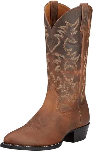 ARIAT Mens Heritage Embroidered Round Toe Pull On Casual Boots Mid Calf - Brown
