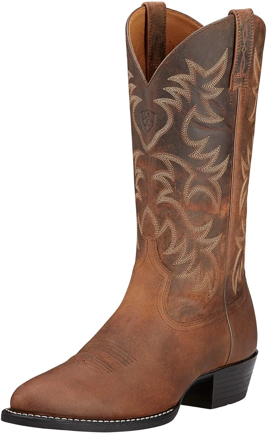 ARIAT Mens Heritage Embroidered Round Toe Pull On Casual Boots Mid Calf - Brown