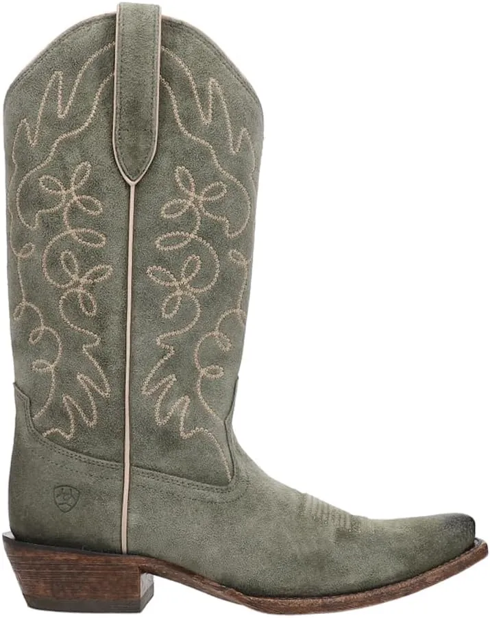ARIAT Womens Jukebox Embroidered Snip Toe Casual Boots Mid Calf Low Heel 1-2" - Green