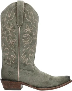 ARIAT Womens Jukebox Embroidered Snip Toe Casual Boots Mid Calf Low Heel 1-2" - Green