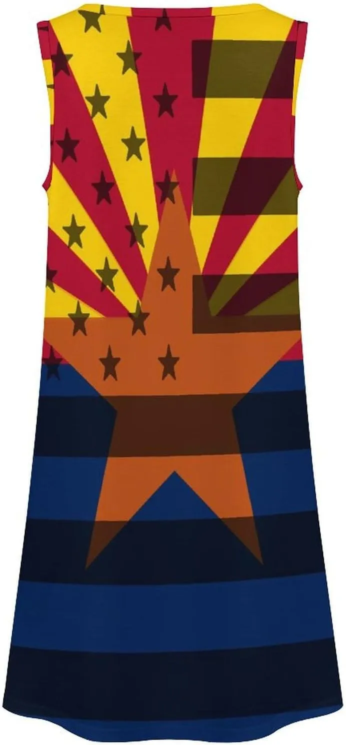 Arizona Flag Women's Summer Dress Sleeveless Casual Loose Beach Vacation Tank Sundress