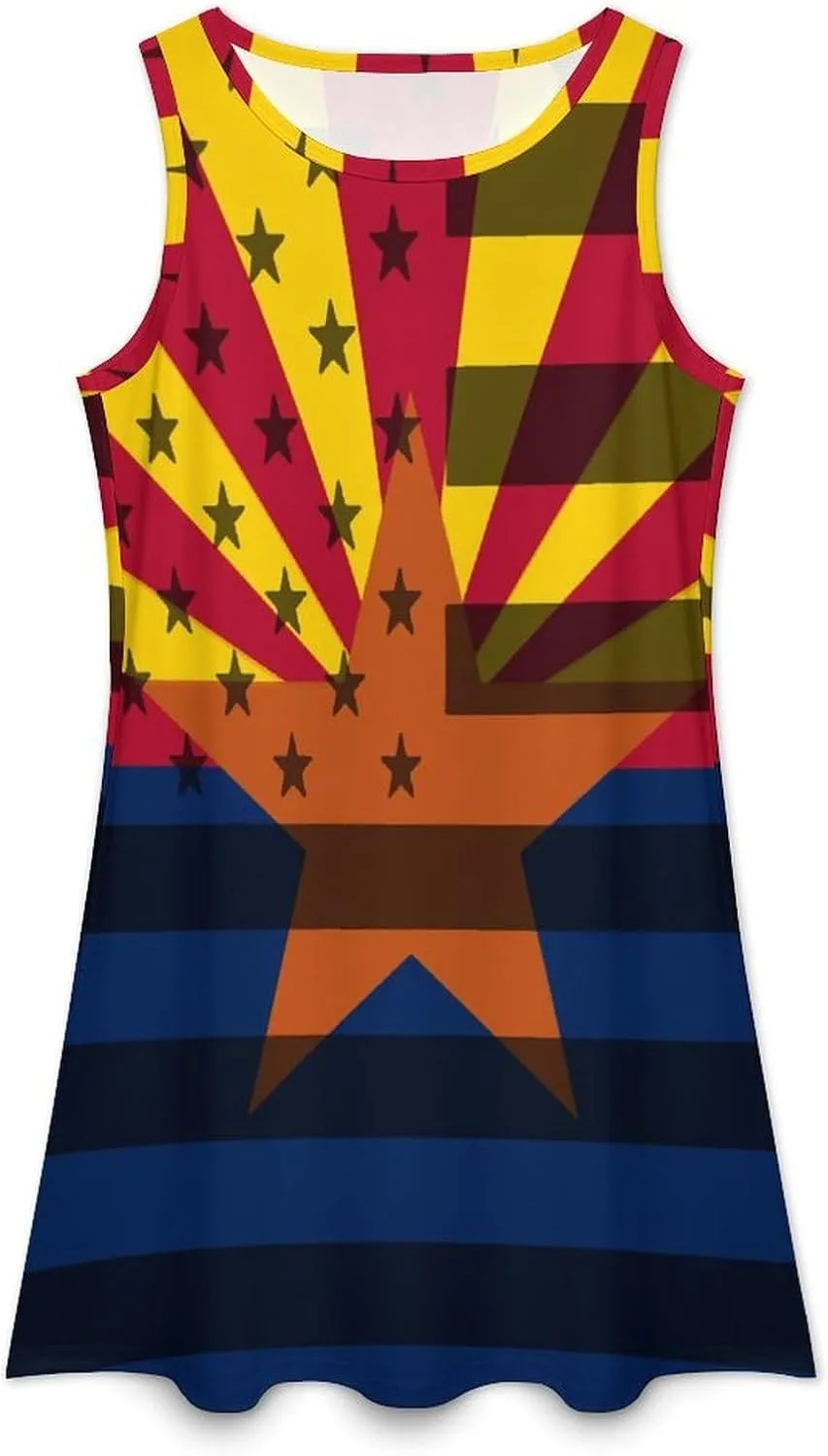 Arizona Flag Women's Summer Dress Sleeveless Casual Loose Beach Vacation Tank Sundress