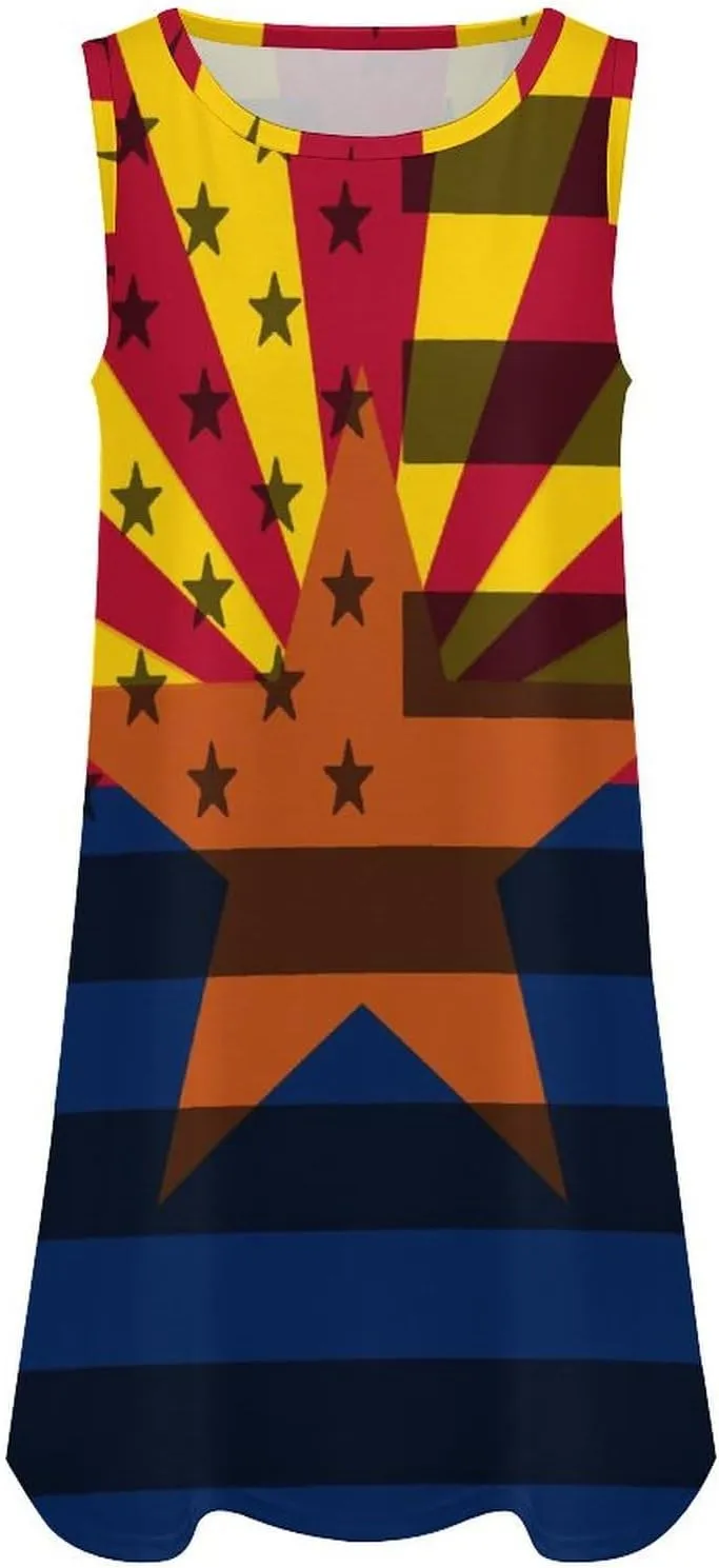 Arizona Flag Women's Summer Dress Sleeveless Casual Loose Beach Vacation Tank Sundress