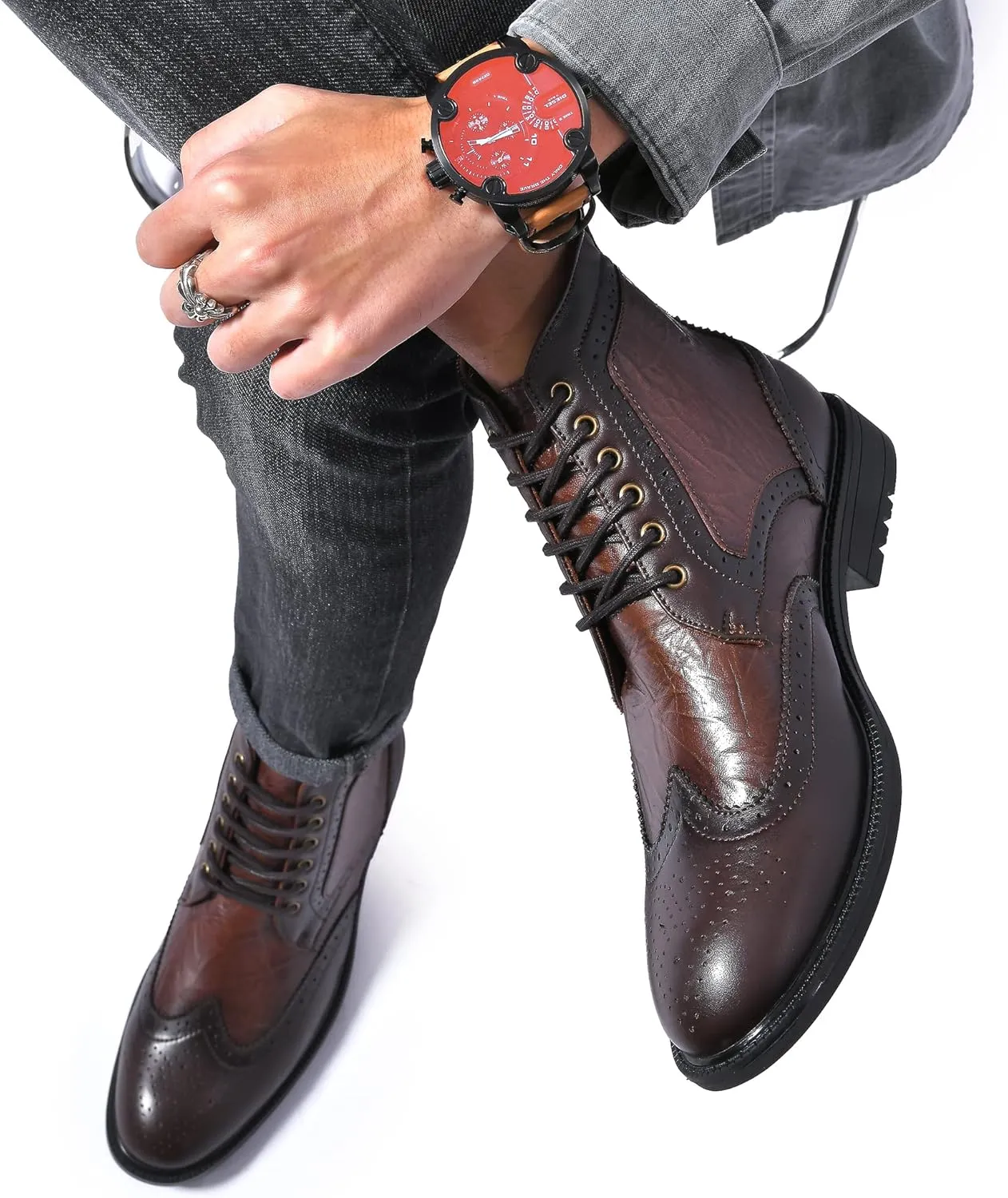 Arkbird Mens Chelsea Boots, Stylish and Comfort Leather Chukka Ankle Boots with Zipper