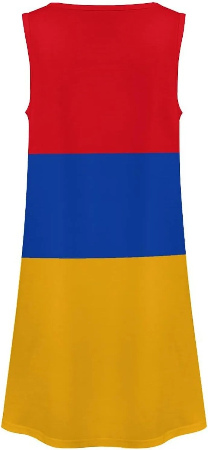 Armenian Flag Women's Summer Dress Sleeveless Casual Loose Beach Vacation Tank Sundress