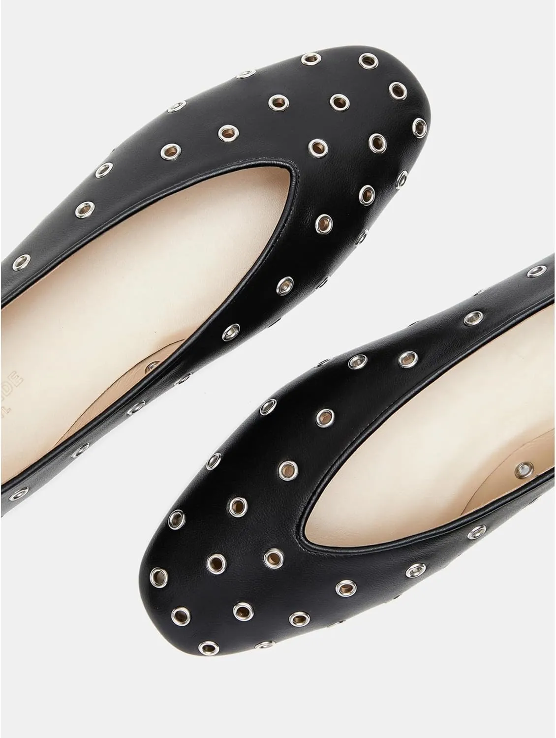 Arqa Women's Round Toe Studded Leather Slippers Comfortable Casual Soft Slip On Suede Leather Ballet Flats Dressy Simple Ballerina Walking Low Heel Shoes