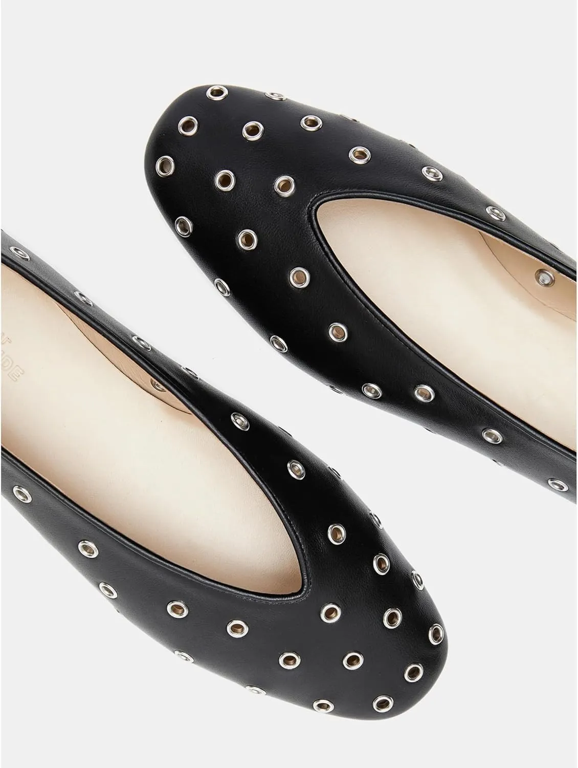 Arqa Women's Round Toe Studded Leather Slippers Comfortable Casual Soft Slip On Suede Leather Ballet Flats Dressy Simple Ballerina Walking Low Heel Shoes