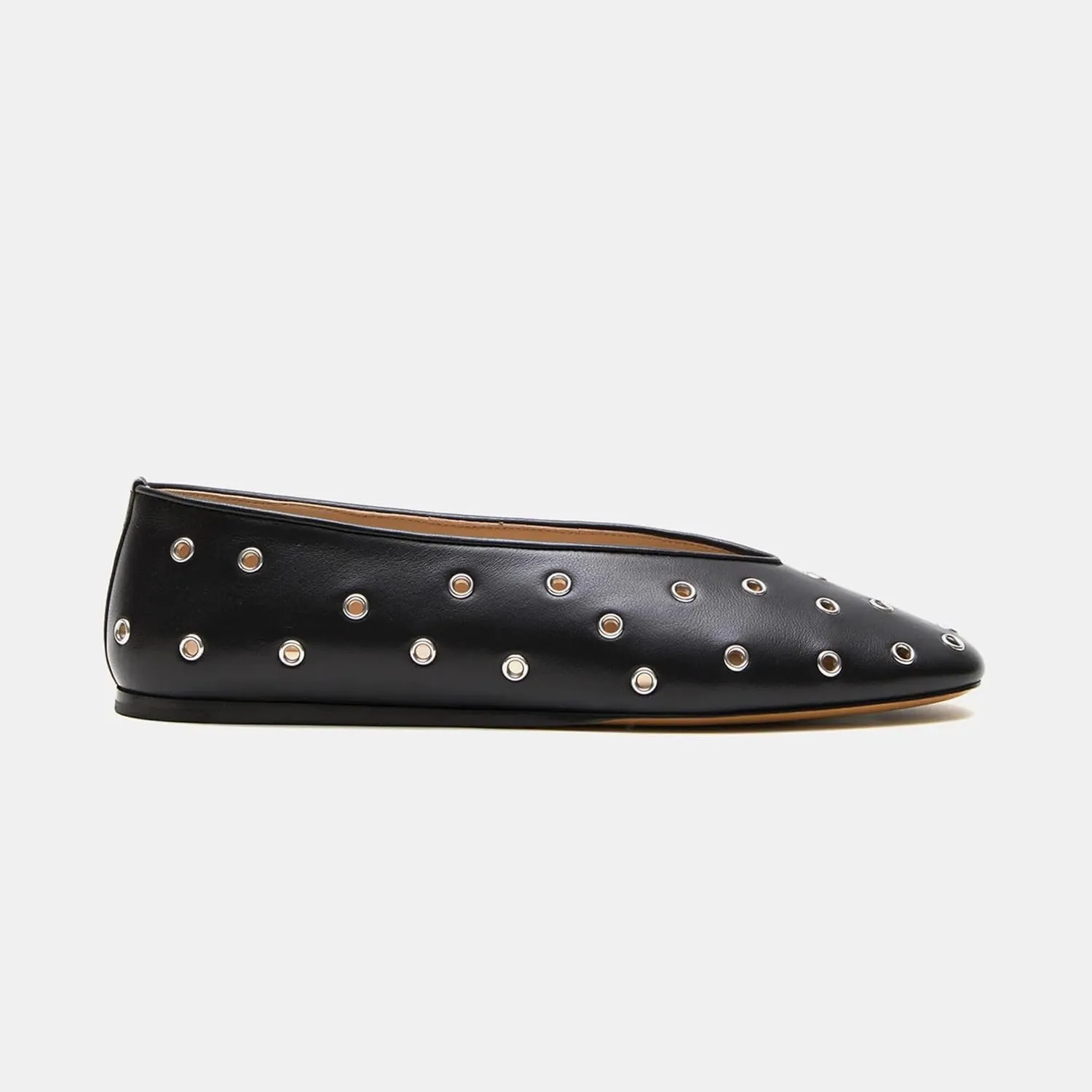 Arqa Women's Round Toe Studded Leather Slippers Comfortable Casual Soft Slip On Suede Leather Ballet Flats Dressy Simple Ballerina Walking Low Heel Shoes