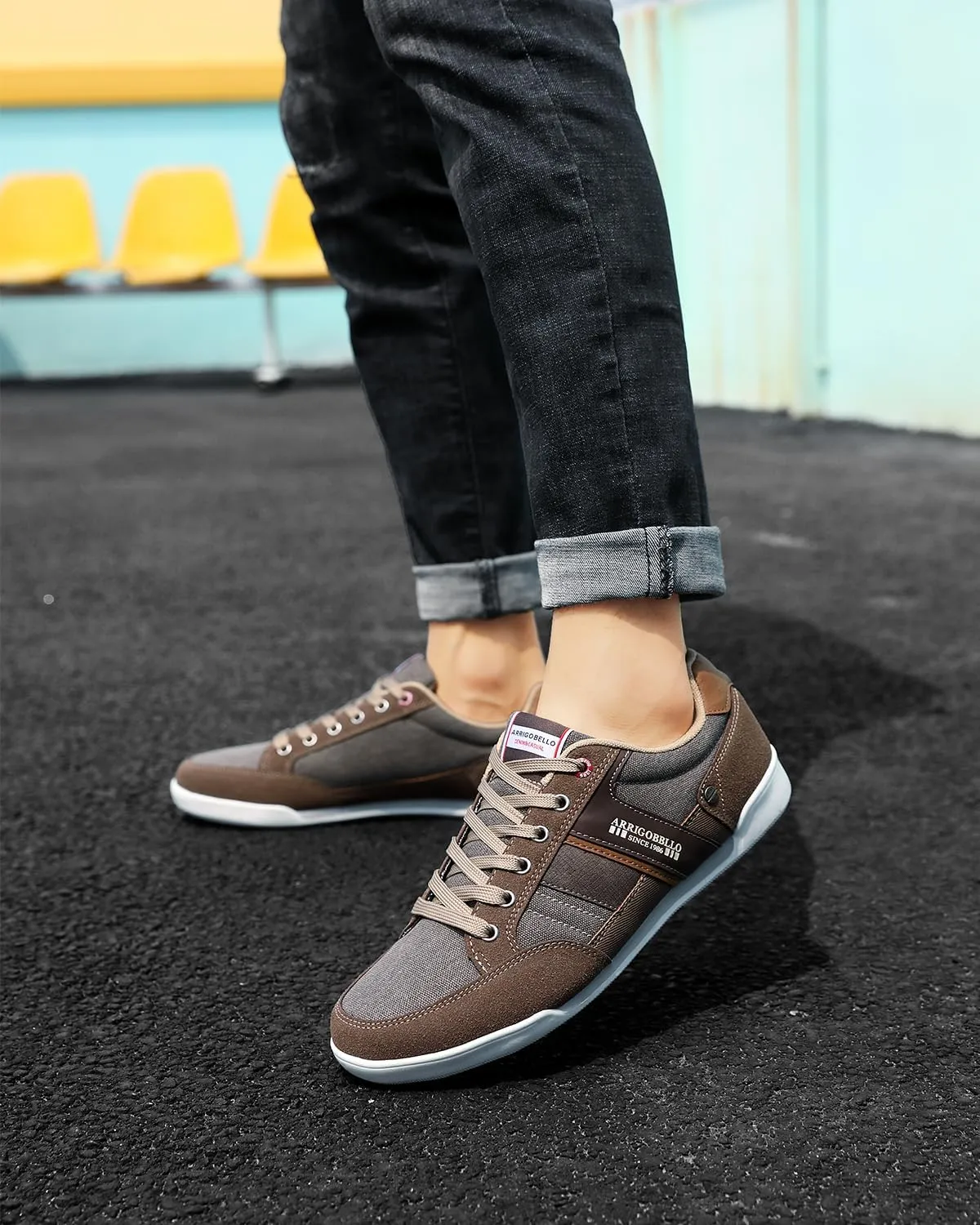 ARRIGO BELLO Mens Casual Shoes Fashion Sneakers Breathable Comfort Classic Lace-Up Low Top Walking Shoes