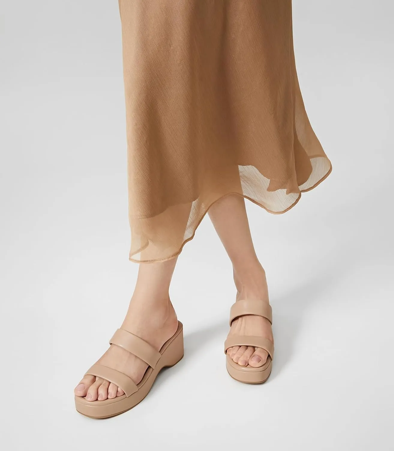 Arromic Platform Wedge Sandals Women Open Toe Slip on Two Strap Chunky Heeled Sandal for Summer Casual Dressy