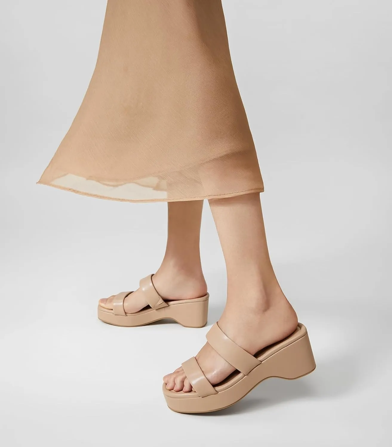 Arromic Platform Wedge Sandals Women Open Toe Slip on Two Strap Chunky Heeled Sandal for Summer Casual Dressy