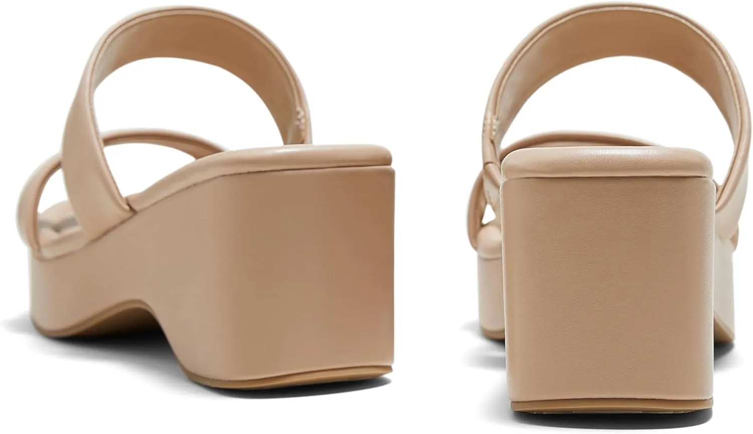 Arromic Platform Wedge Sandals Women Open Toe Slip on Two Strap Chunky Heeled Sandal for Summer Casual Dressy