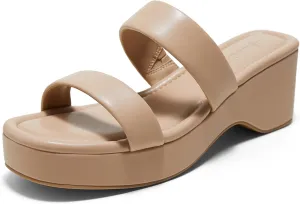 Arromic Platform Wedge Sandals Women Open Toe Slip on Two Strap Chunky Heeled Sandal for Summer Casual Dressy