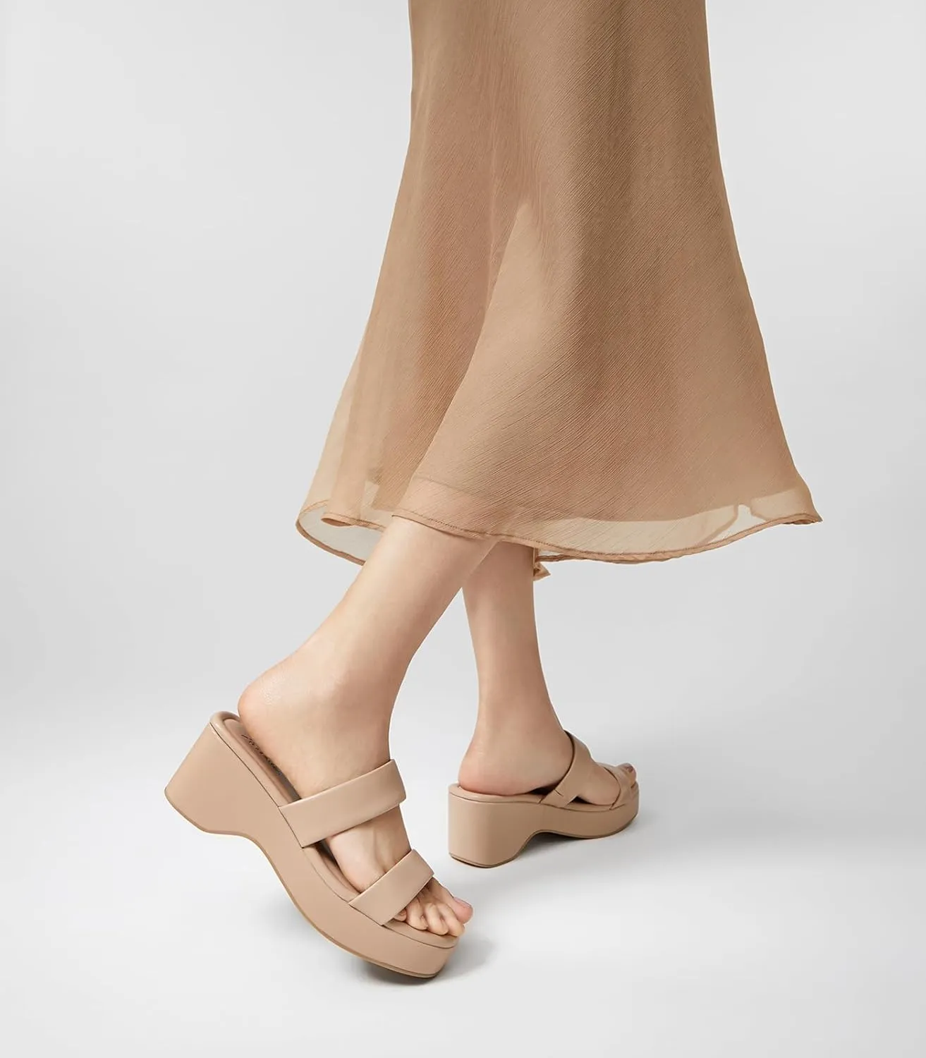 Arromic Platform Wedge Sandals Women Open Toe Slip on Two Strap Chunky Heeled Sandal for Summer Casual Dressy