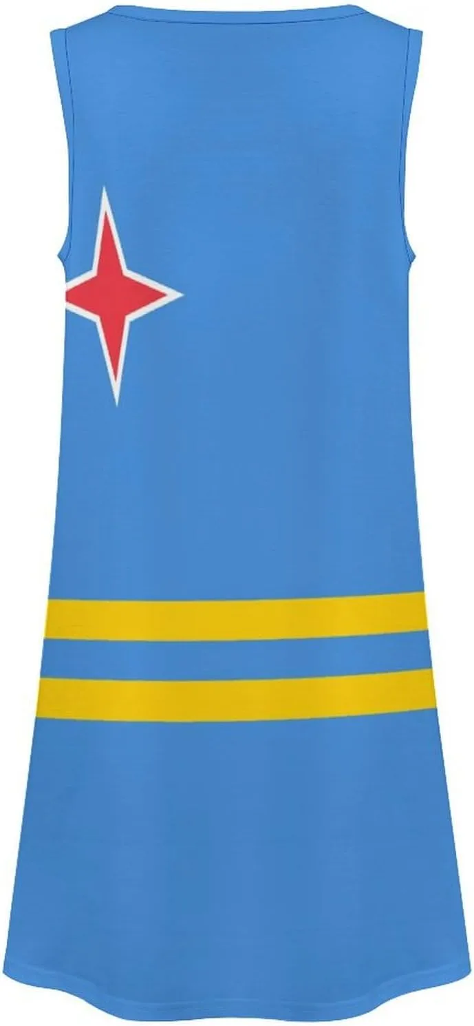 Aruba Flag Women's Summer Dress Sleeveless Casual Loose Beach Vacation Tank Sundress
