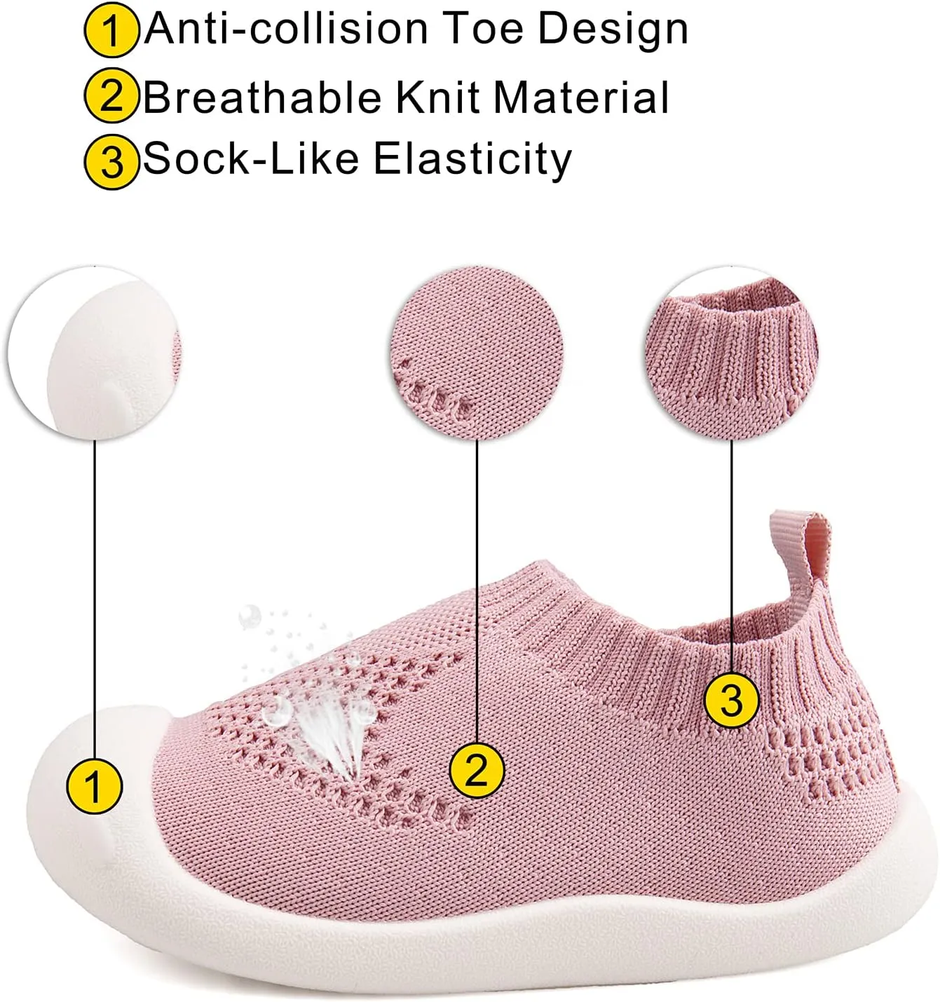 Baby First-Walking Shoes 1-4 Years Kid Shoes Trainers Toddler Infant Boys Girls Soft Sole Non Slip Cotton Canvas Mesh Breathable Lightweight TPR Material Slip-on Sneakers Outdoor