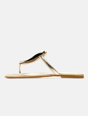 BAMBOO Women's Thong Square Toe Round Ornament Accent Flat Sandals