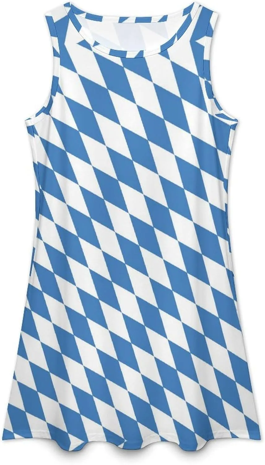 Bavarian Flag Women's Summer Dress Sleeveless Casual Loose Beach Vacation Tank Sundress