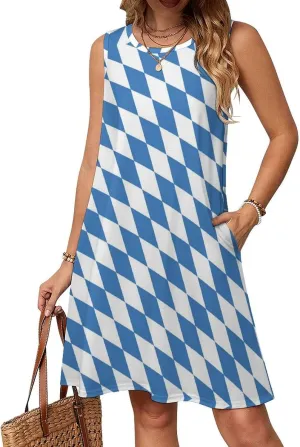 Bavarian Flag Women's Summer Dress Sleeveless Casual Loose Beach Vacation Tank Sundress