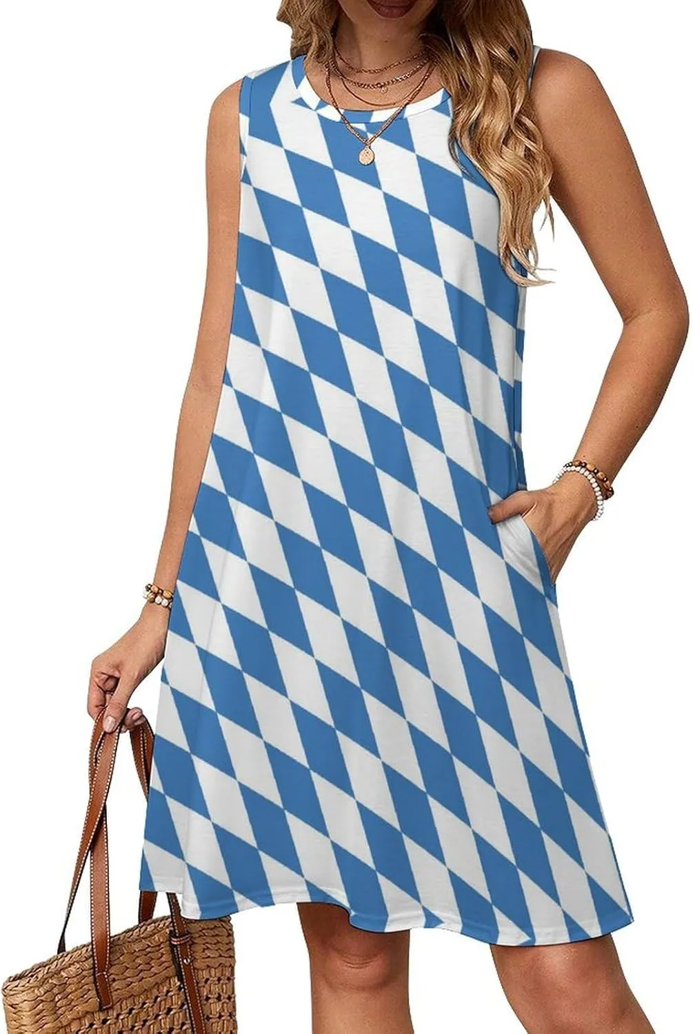 Bavarian Flag Women's Summer Dress Sleeveless Casual Loose Beach Vacation Tank Sundress