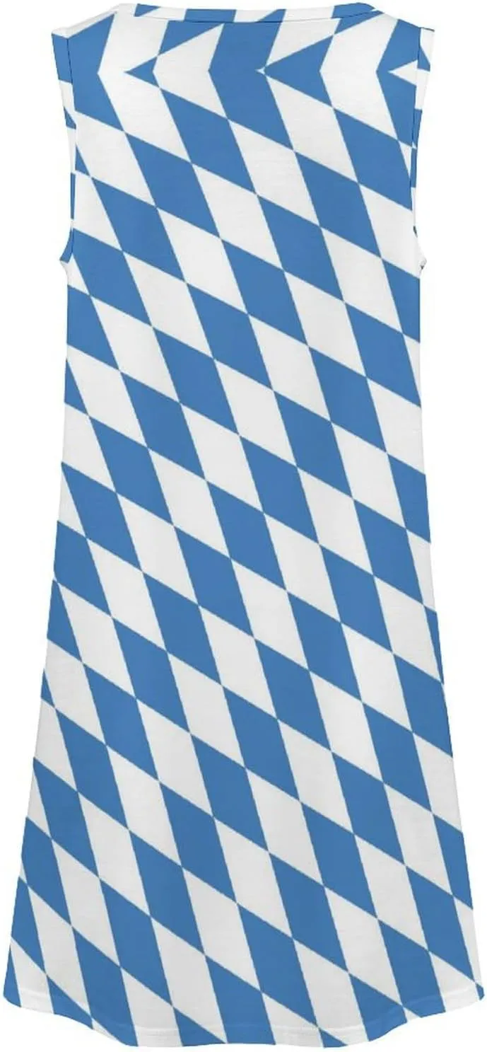 Bavarian Flag Women's Summer Dress Sleeveless Casual Loose Beach Vacation Tank Sundress