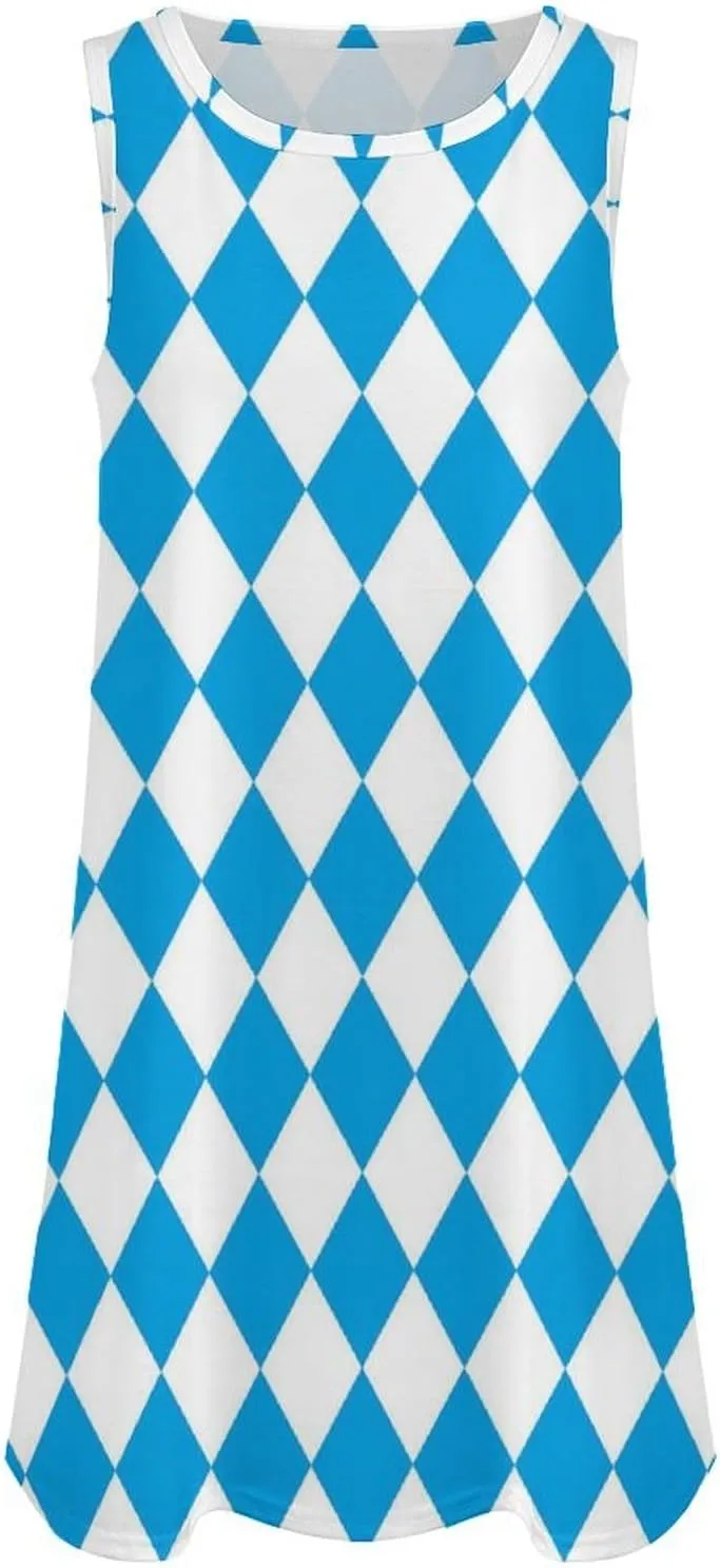 Bavarian Oktoberfest Flag Women's Summer Dress Sleeveless Casual Loose Beach Vacation Tank Sundress