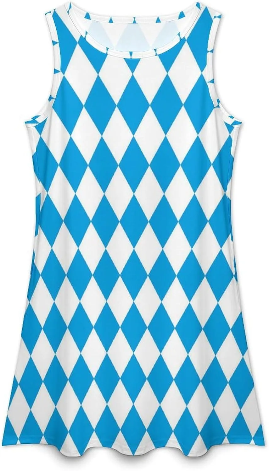 Bavarian Oktoberfest Flag Women's Summer Dress Sleeveless Casual Loose Beach Vacation Tank Sundress