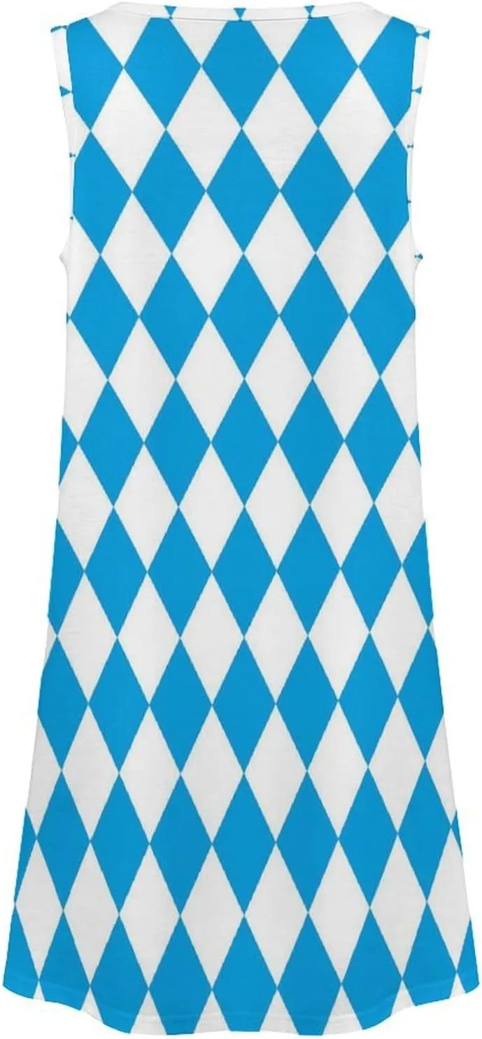 Bavarian Oktoberfest Flag Women's Summer Dress Sleeveless Casual Loose Beach Vacation Tank Sundress