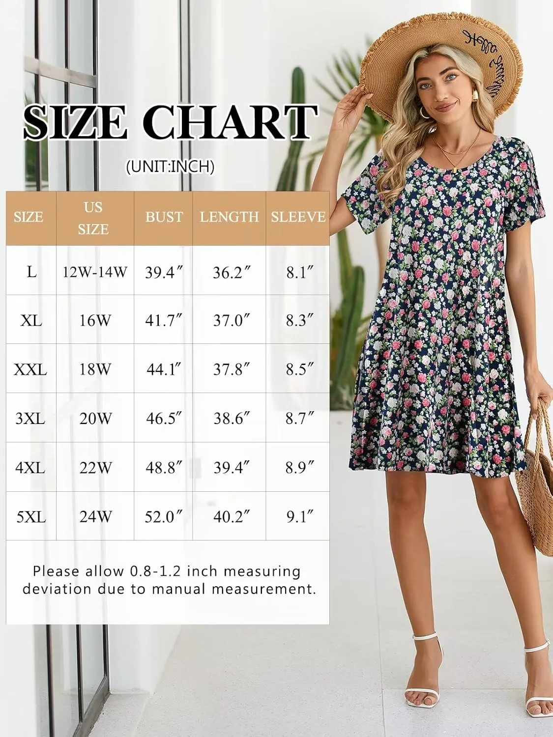 BELAROI Womens Summer Casual T Shirt Dress Loose Swing Tunic Dress Short Sleeve Sundress with Pockets