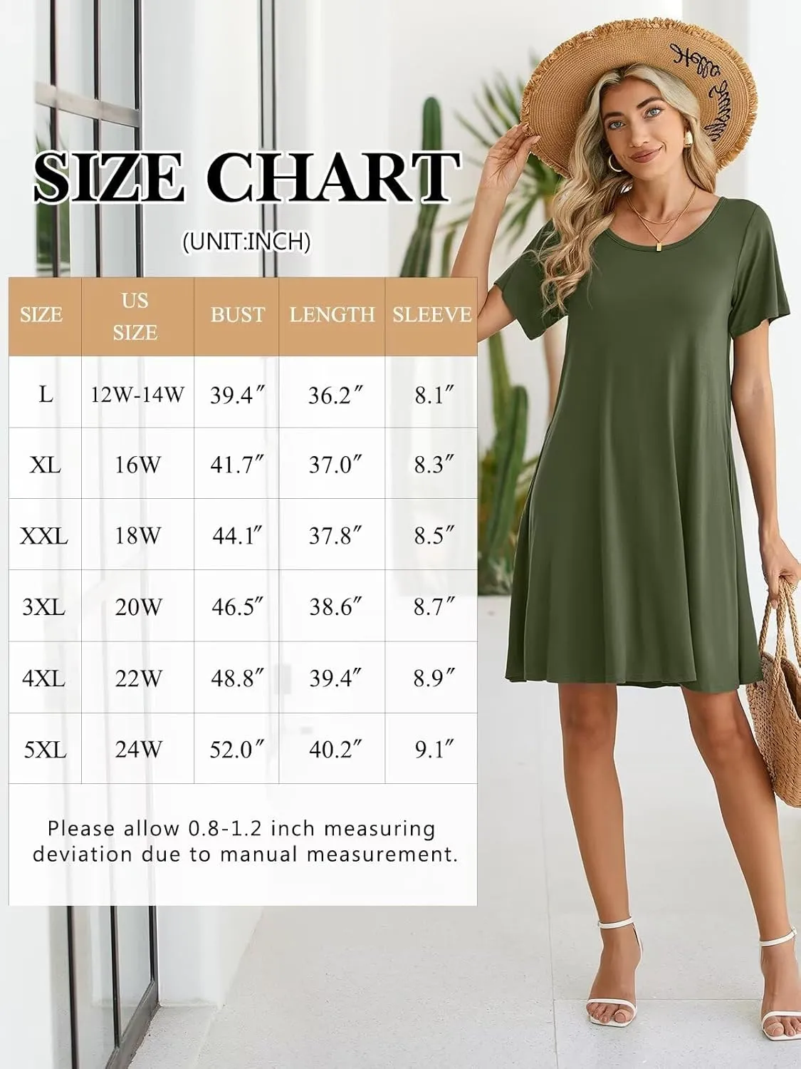 BELAROI Womens Summer Casual T Shirt Dress Loose Swing Tunic Dress Short Sleeve Sundress with Pockets