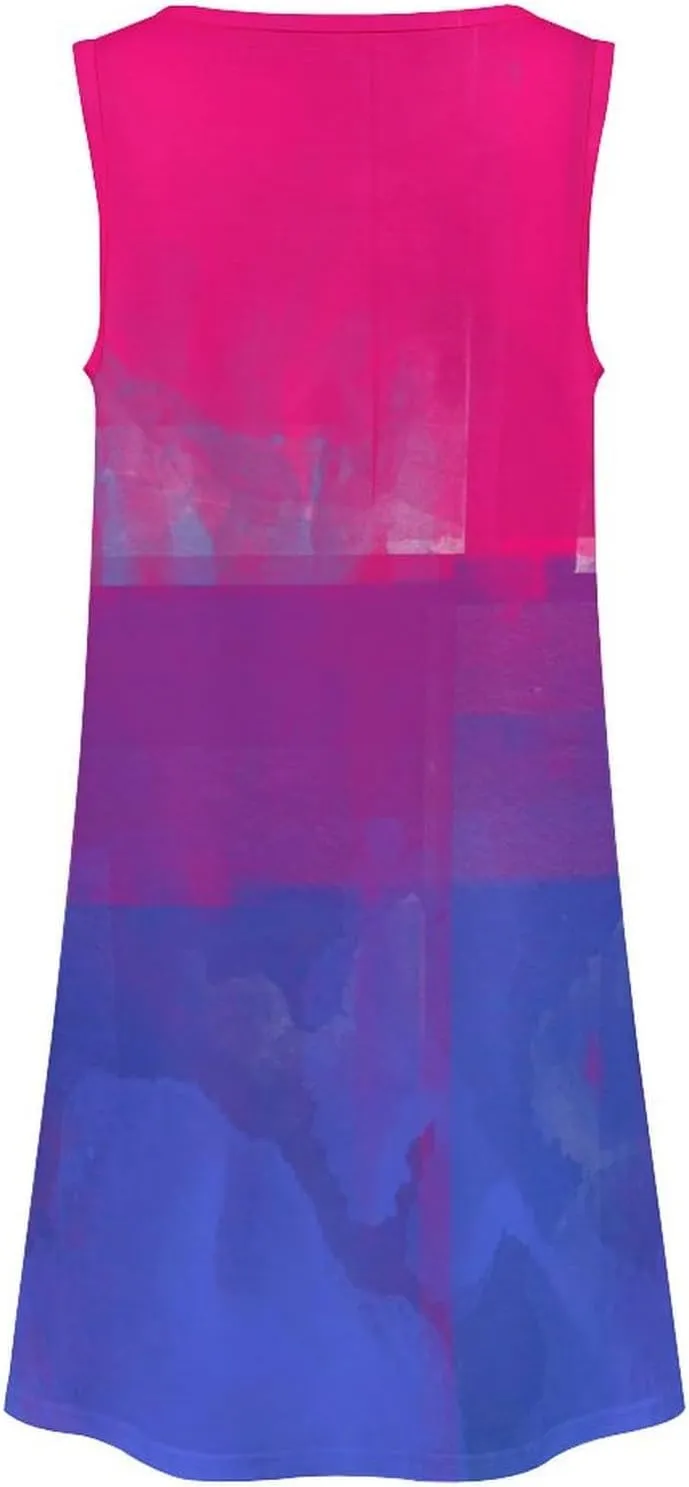 Bisexual Flag LGBT Pride Women's Summer Dress Sleeveless Casual Loose Beach Vacation Tank Sundress