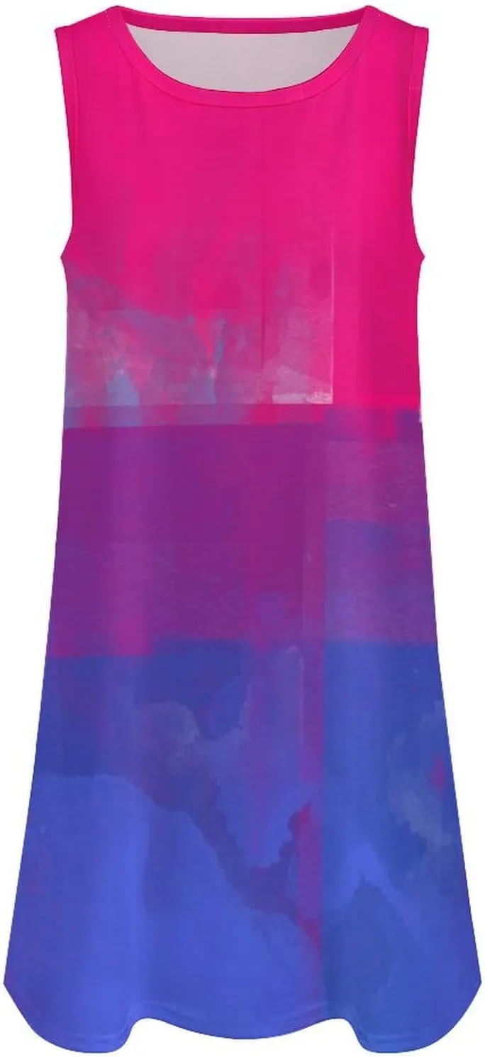 Bisexual Flag LGBT Pride Women's Summer Dress Sleeveless Casual Loose Beach Vacation Tank Sundress