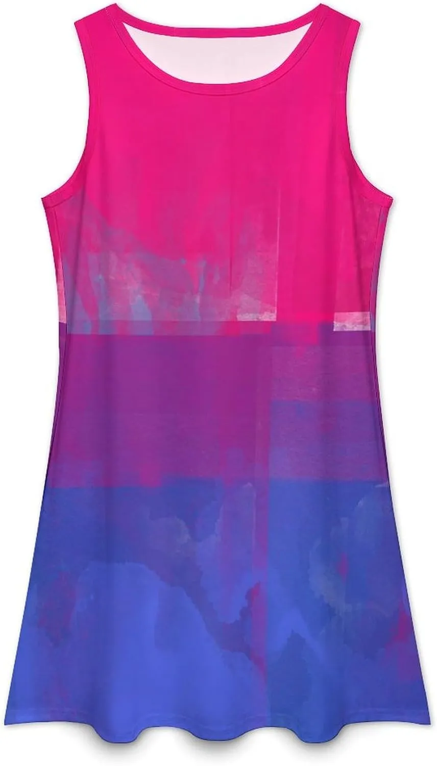 Bisexual Flag LGBT Pride Women's Summer Dress Sleeveless Casual Loose Beach Vacation Tank Sundress