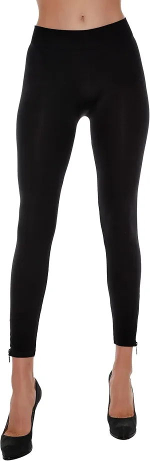 Black Leggings for Women with Rhinestone Zipper Seamless Fashion Legging